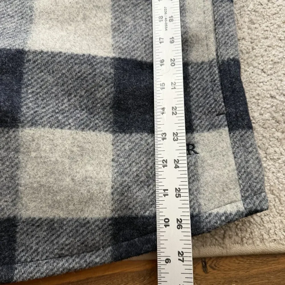 Banana Republic Jacket Mens L Gray Blue Buffalo Plaid Lined Shirt Jacket